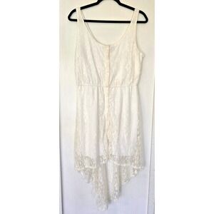 Cream Lace High Low Dress Size L Wedding Ren Faire Cottagecore Peasant Romantic